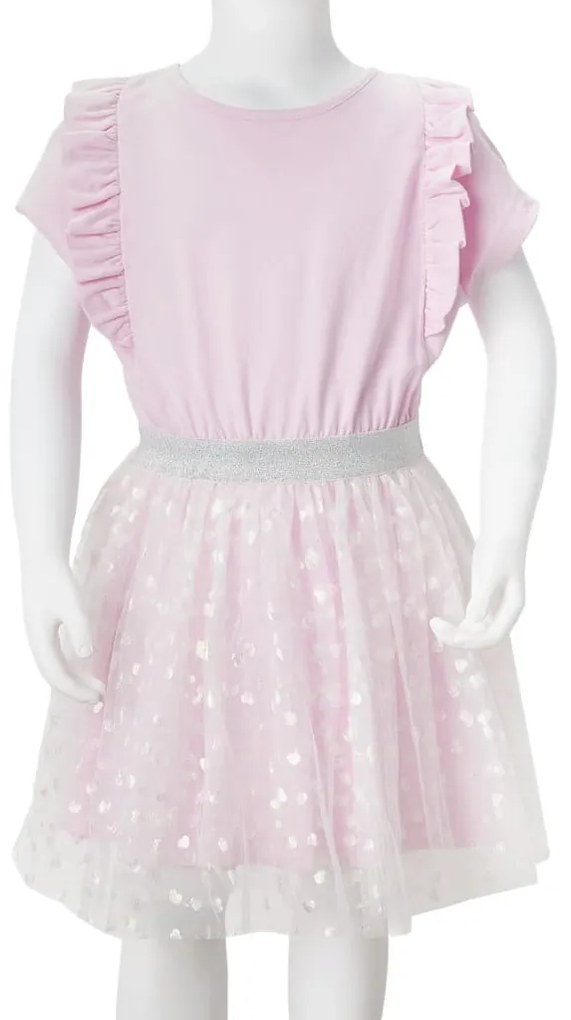 Vestido de criança com folhos rosa-claro 92