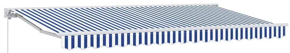 Toldo Retrátil Manual Azul e Branco 400x200 cm