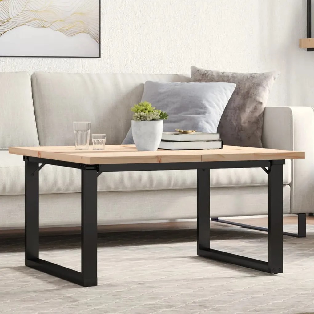Mesa de centro estrutura em O 90x90x45,5 cm pinho/aço