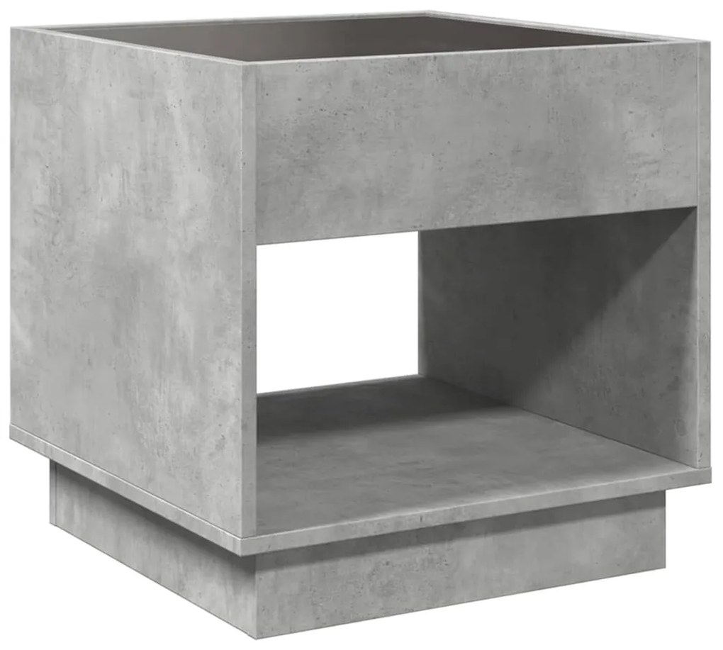 Mesa de centro luzes LED Infinity 50x50x50 cm cinzento cimento