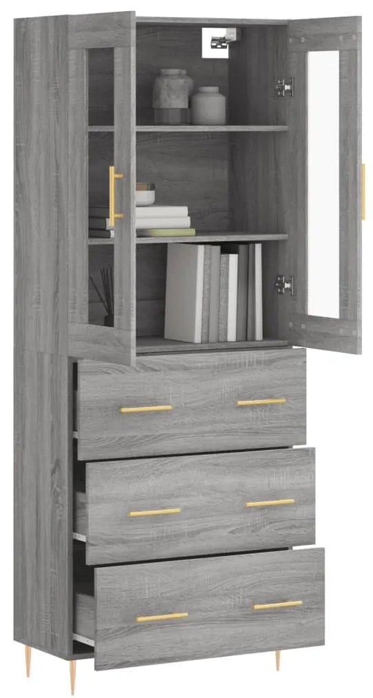 Armário alto 69,5x34x180 cm derivados de madeira sonoma cinza
