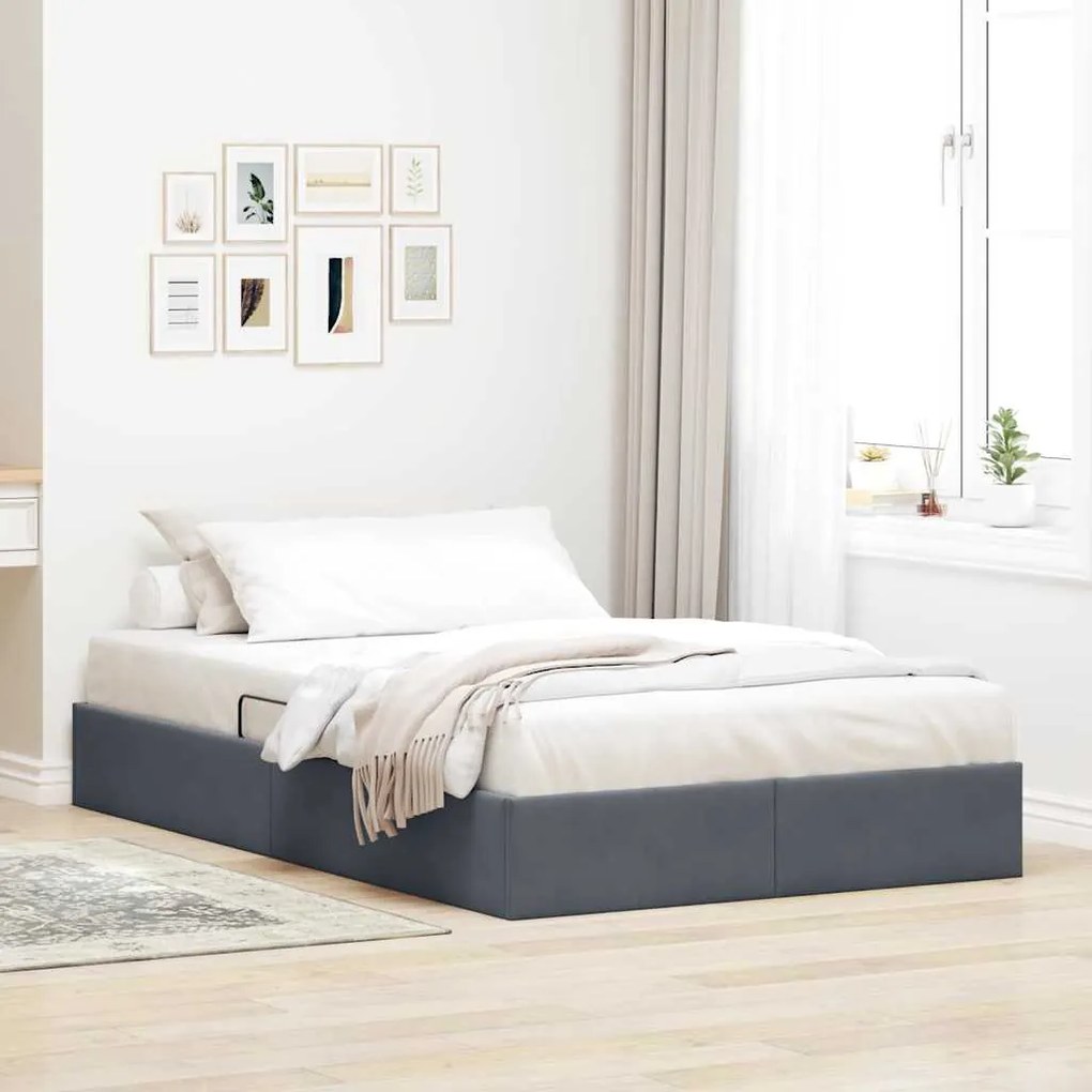 vidaXL Cama com Armazenamento Cinza Escuro 120 x 200 cm Veludo