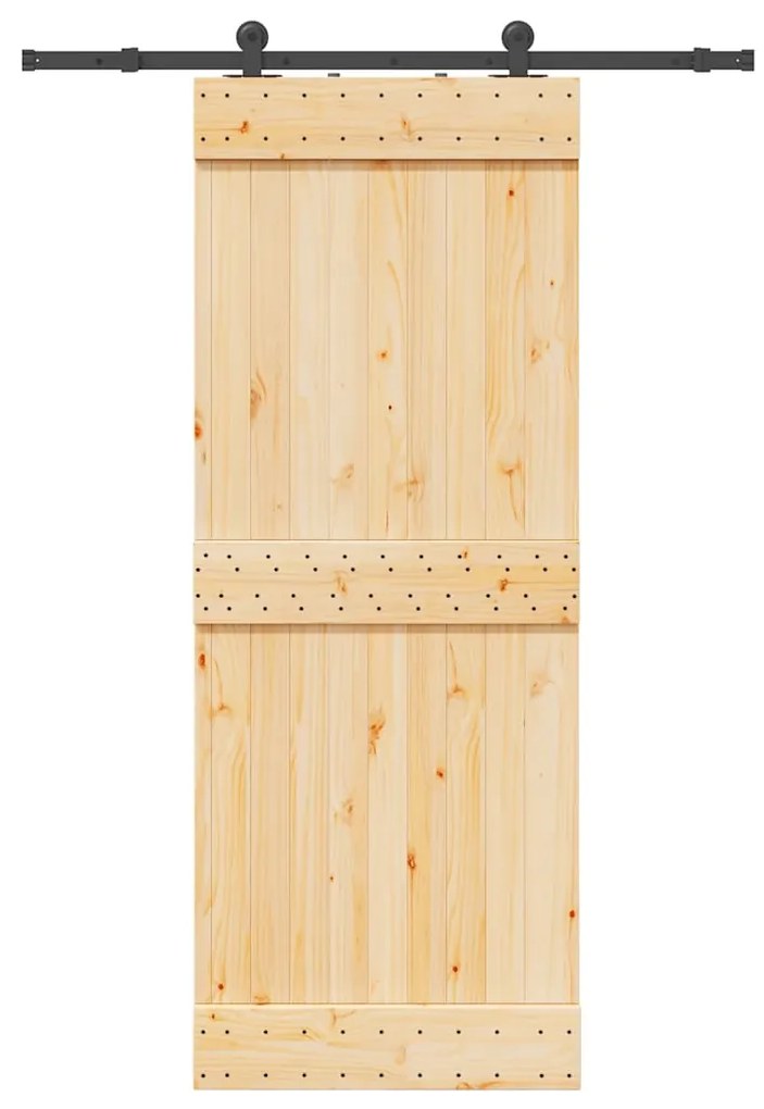 VidaXL Porta de correr com ferragens 80x210 cm madeira de pinho maciça