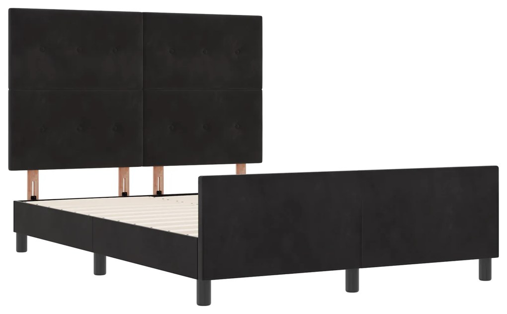 Estrutura de Cama de Veludo Preto vidaXL 160x200 cm
