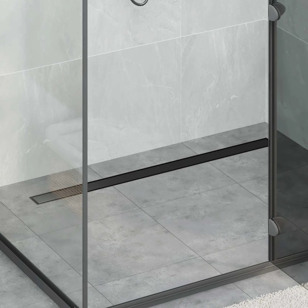 vidaXL Ralo de Chuveiro 2 em 1 com Sifão 360° Preto 100 cm