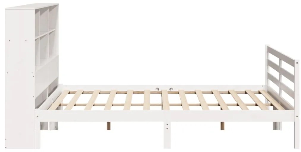 Cama com estante sem colchão 200x200 cm pinho maciço branco