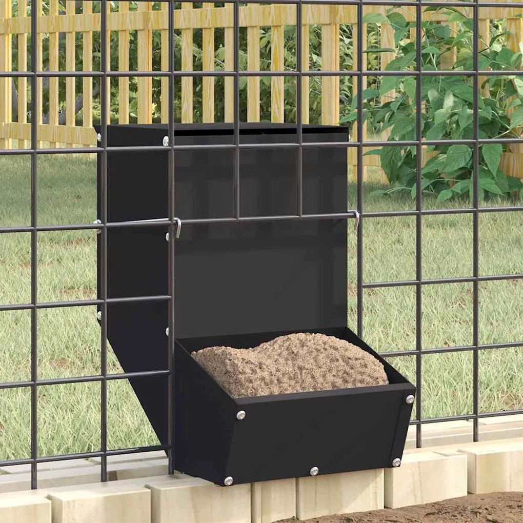vidaXL Comedouro para Coelhos Preto 17,5 x 26 x 28,5 cm