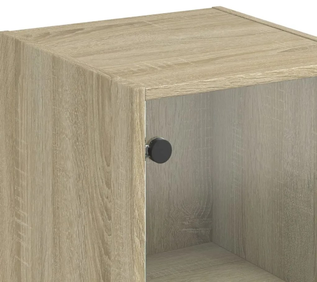 Aparador alto c/ porta de vidro 35x37x142 cm carvalho sonoma