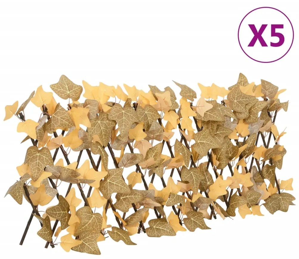 vidaXL Treliça de ácer artificial extensível 5 pcs 180x30 cm laranja