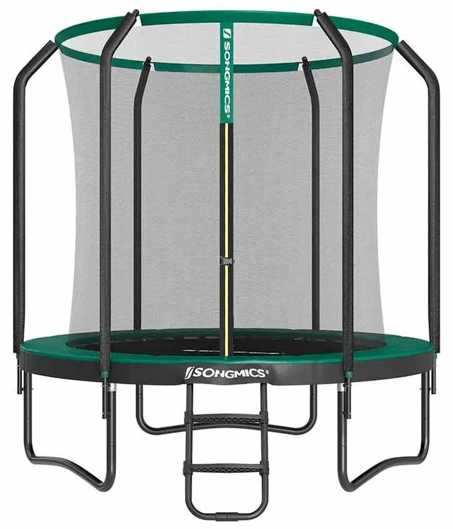 Trampolim Ø 244 cm com rede interna preto-verde escuro