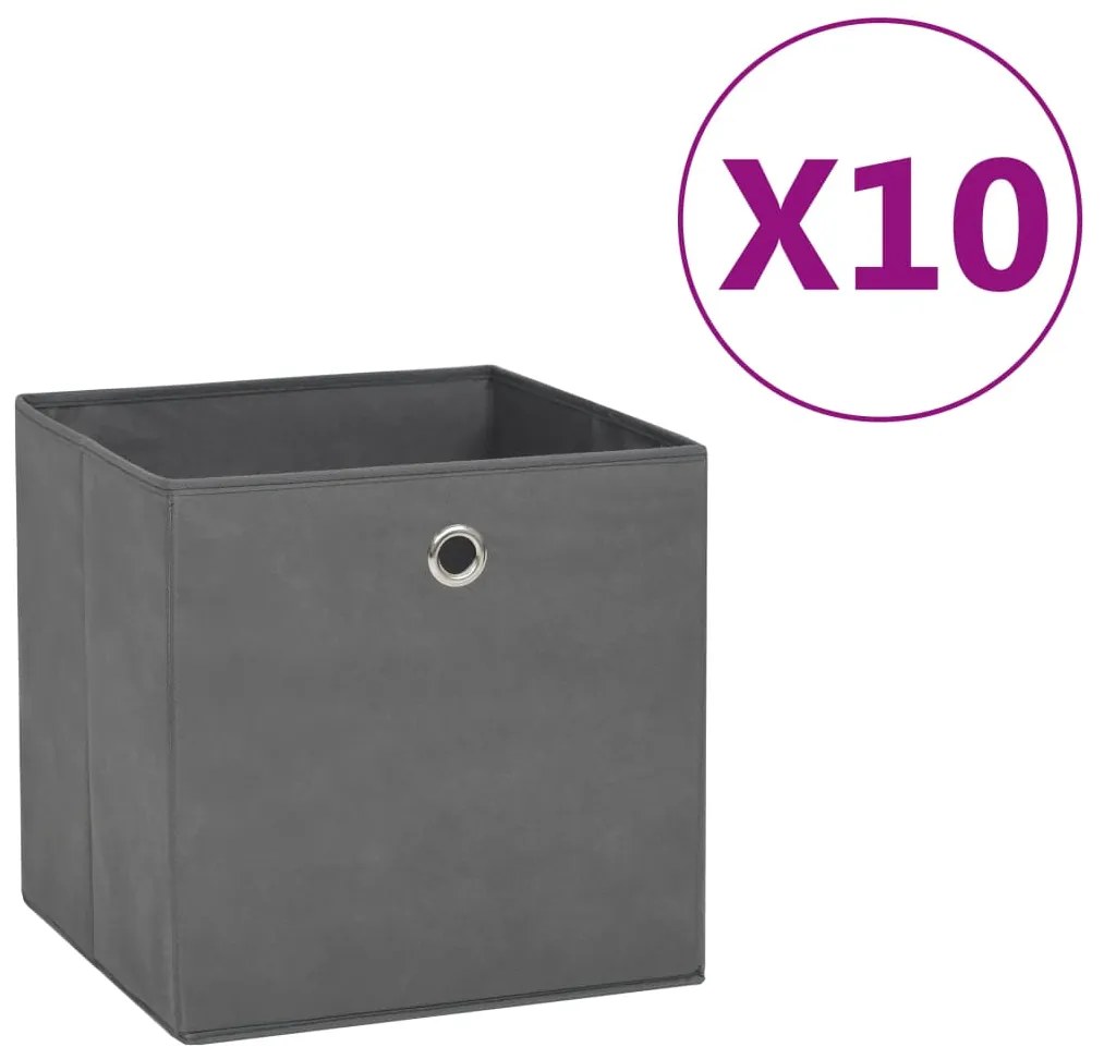 325193 vidaXL Caixas arrumação 10 pcs 28x28x28 cm tecido-não-tecido cinza