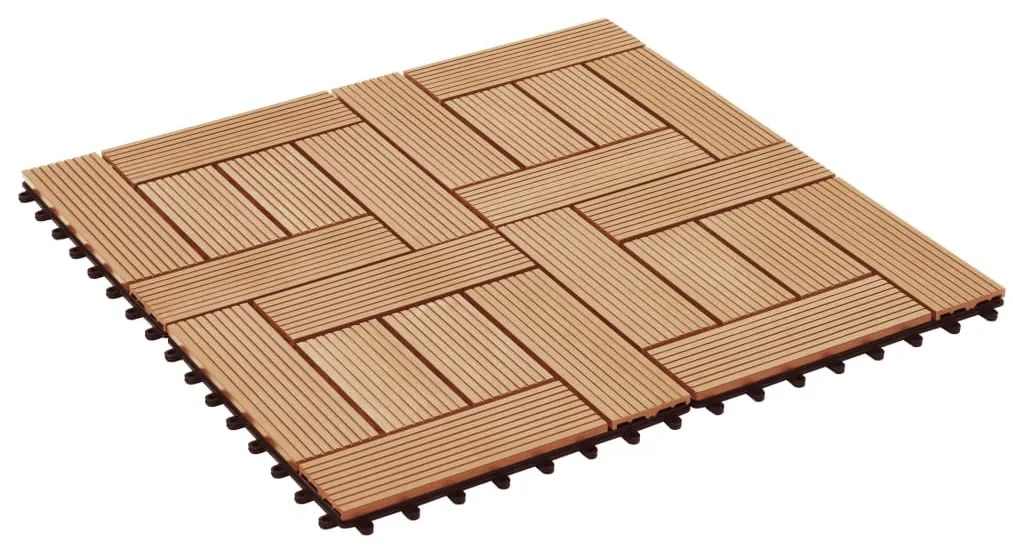 Ladrilhos de pavimento 11 pcs WPC 30x30 cm 1m² cor de teca