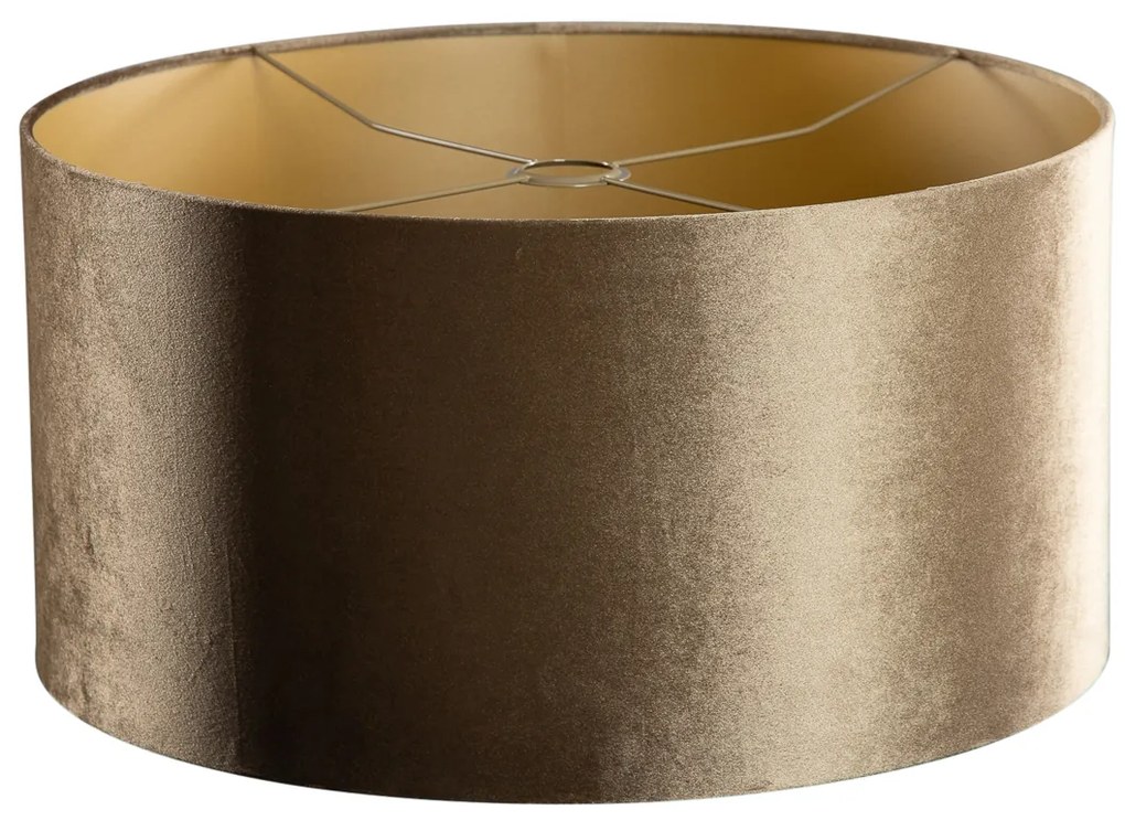 Abajur de Veludo Bronze com Interior Dourado 50/50/25