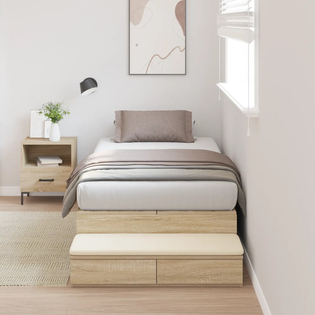 Estrutura de Cama de Armazenamento Carvalho Sonoma 75x190 cm