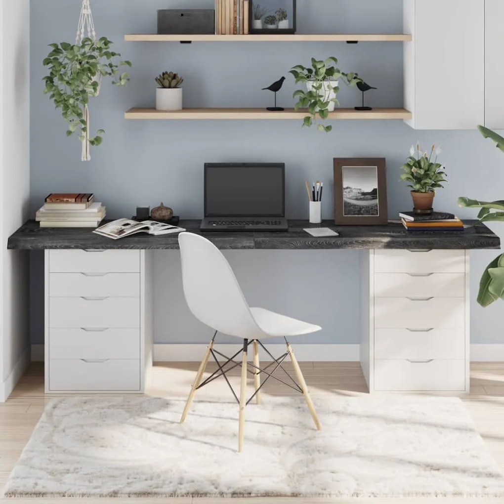 3156469 vidaXL Tampo de mesa 220x60x6 cm carvalho tratado cinza-escuro