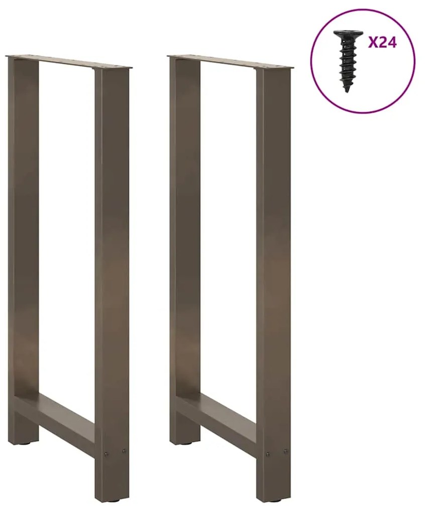 Pés de mesa de bar em aço natural, 2 peças, 60x (110-111) cm, aço