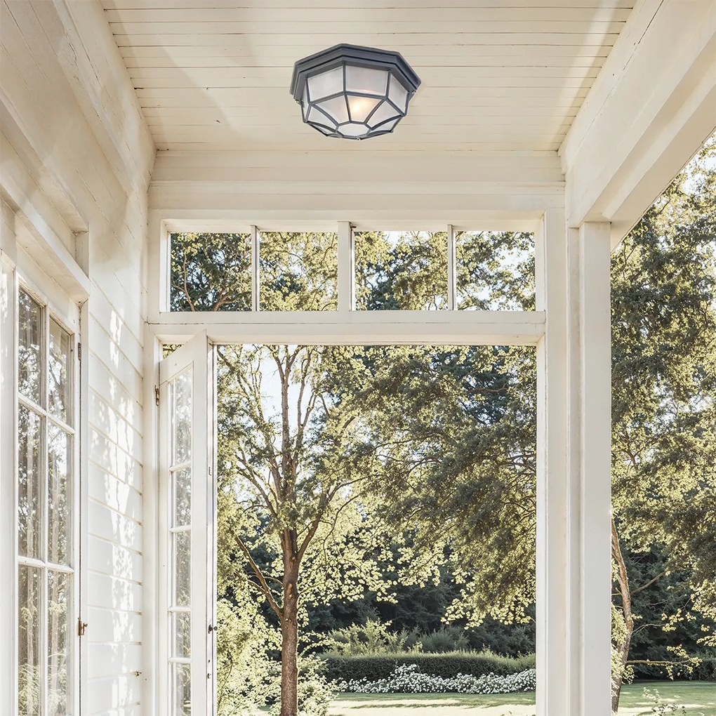 Candeeiro de teto rústico cinzento escuro 26,5 IP44 - Bri