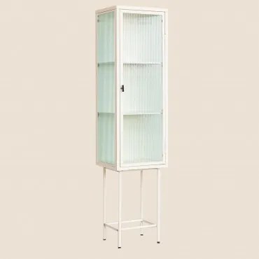 Vitrine De 1 Porta Em Metal E Vidro Vertal Crema - Sklum