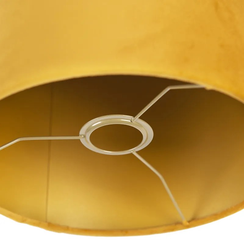 Abajur de veludo amarelo 25/25/25 com interior dourado