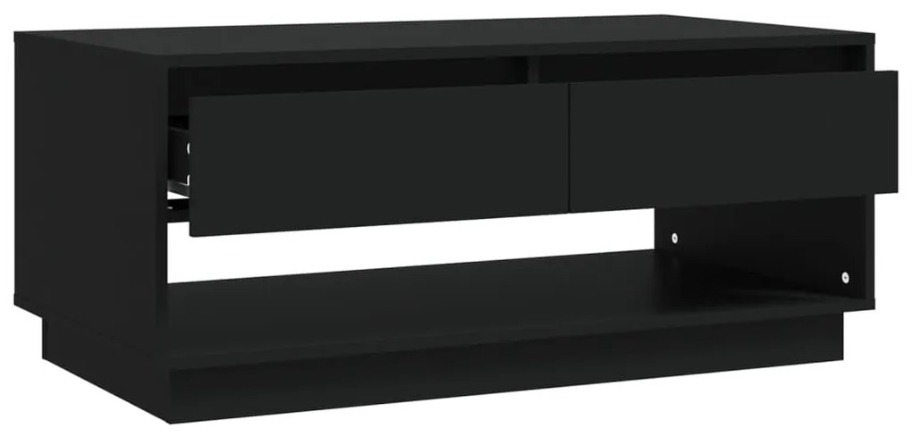 Mesa de Centro Madrid com 2 Gavetas de 102 cm - Preto - Design Moderno