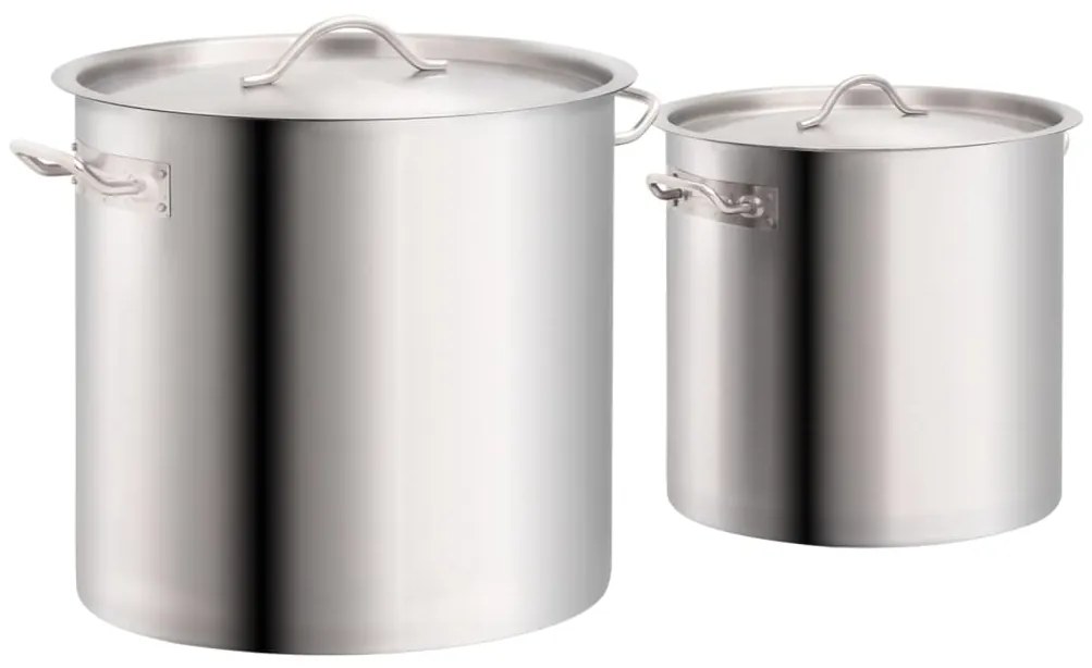 51681 vidaXL 2 pcs conjunto de panelas 50/25 L aço inoxidável