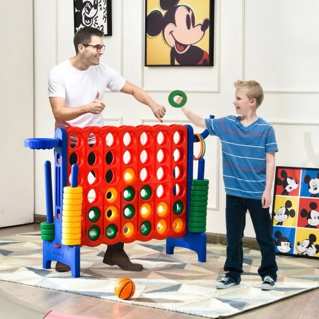 Jogo Conecta 4 gigante 84 x 33 x 74 cm para crianças e adultos para ar livre 74 cm com cesto e jogo de atirar argolas 42 peças Azul