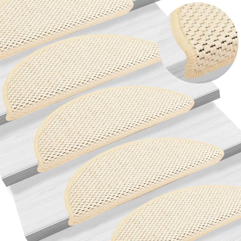 vidaXL Tapetes escada adesivos aspeto sisal 15 pcs 56x17x3 cm berbere