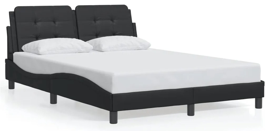 Estrutura de cama c/ luzes LED 140x200cm couro artificial preto
