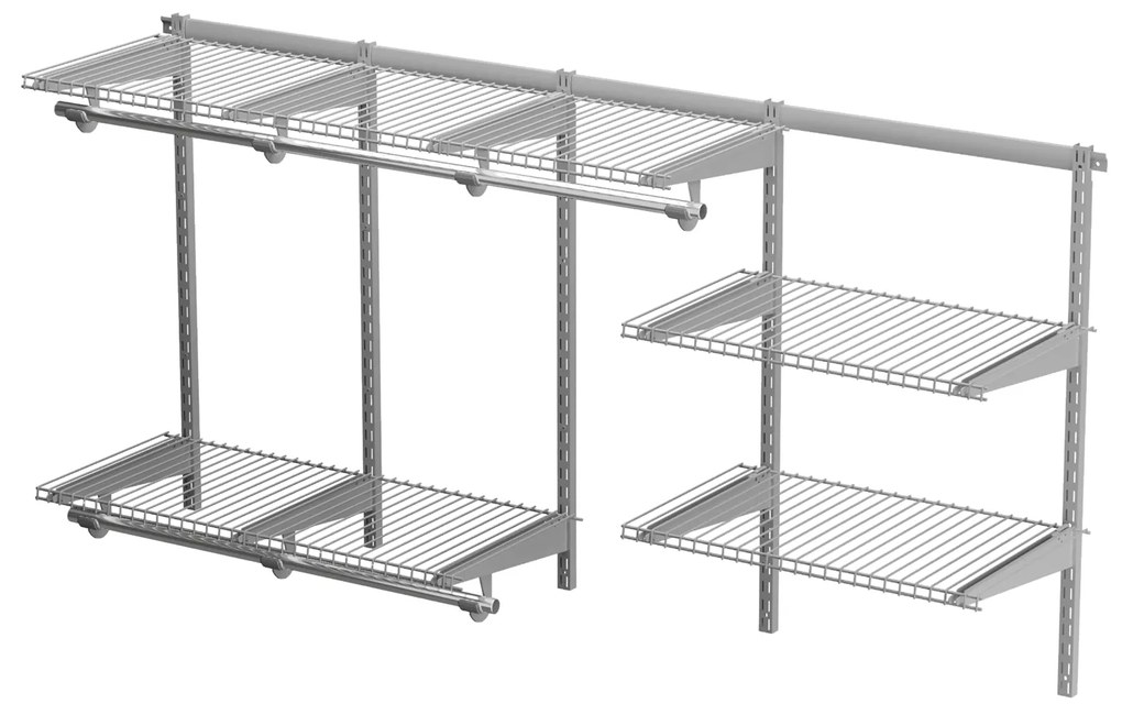 Kit Organizador de Roupa Personalizado Sistema de Prateleira Flexível para Quarto 182,8 x 92 x 38,7 cm Cinzento