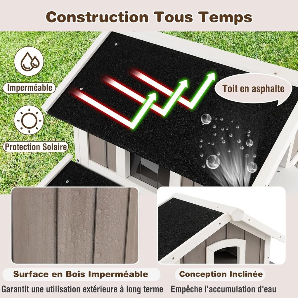 Árvore para gatos moderna de vários níveis de 113 cm com poleiro superior acolchoado removível - Natural