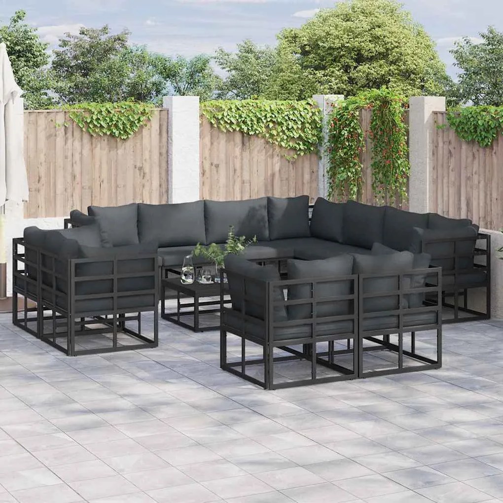 vidaXL Conjunto de Sofá de Jardim 11 pcs Preto 283 x 283 x 71 cm