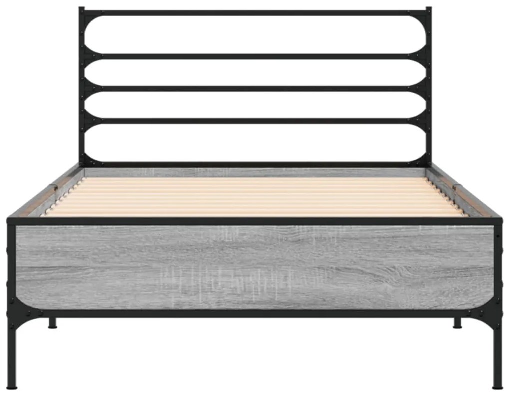 Estrutura cama 100x200 cm derivados madeira/metal cinza sonoma