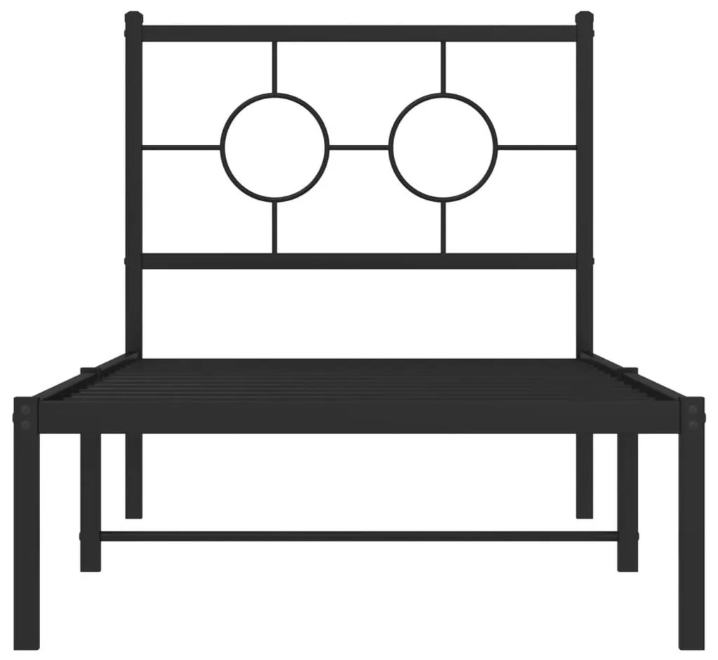 Estrutura de cama metal s/ colchão c/ cabeceira 75x190 cm preto