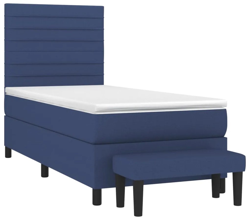 Cama com molas/colchão 90x190 cm tecido azul