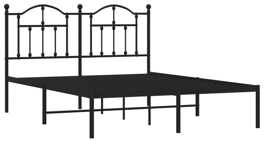 Estrutura de cama com cabeceira 140x190 cm metal preto