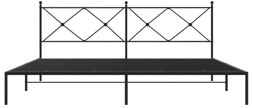 Estrutura de cama com cabeceira 200x200 cm metal preto