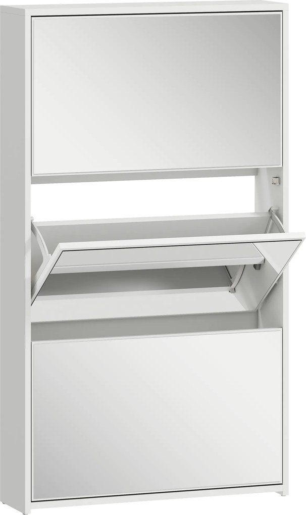 HOMCOM Sapateira Estreita com Espelho para 9 Pares de Sapatos para Corredor Espaços Reduzidos 65x17x114,5 cm Branco | Aosom Portugal