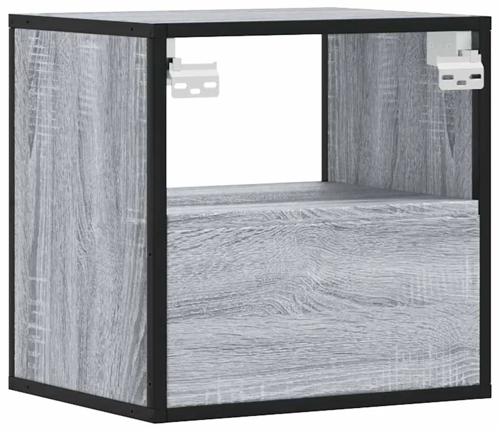 Mesa de cabeceira de parede 40x31x39,5 cm cinzento sonoma