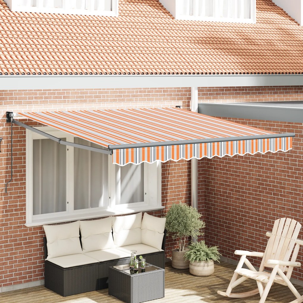 vidaXL Toldo Retrátil Manual Listrado Multicolorido 350x250 cm