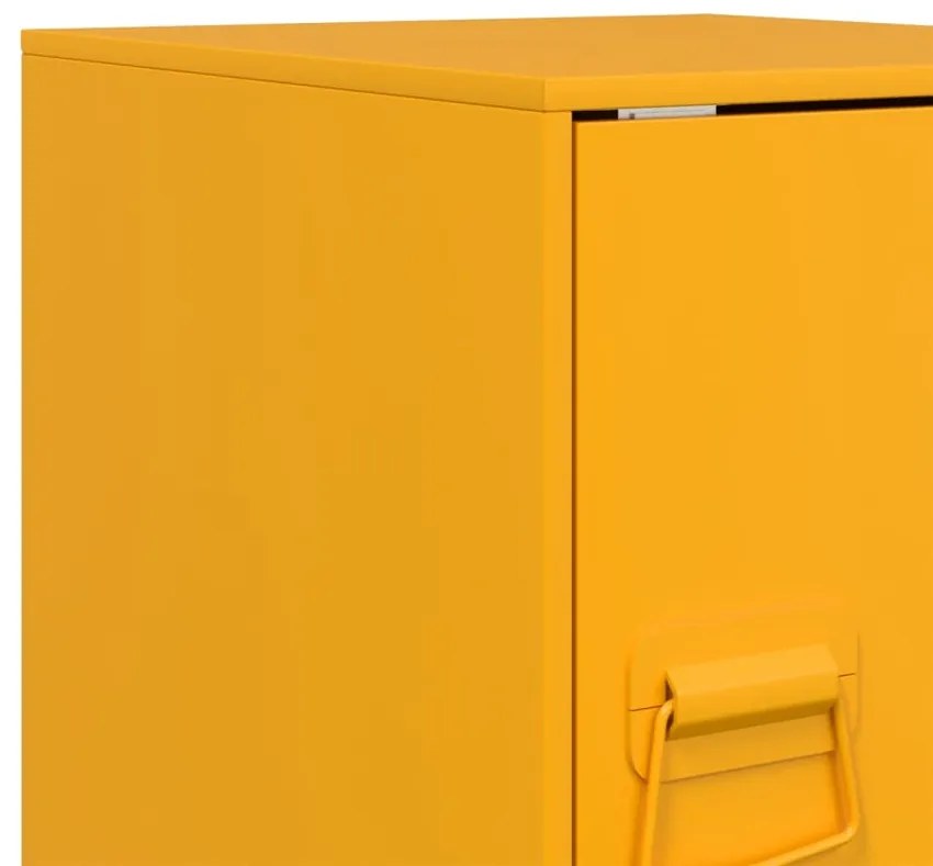 Mesas de cabeceira 2 pcs 34,5x39x44 cm aço amarelo mostarda