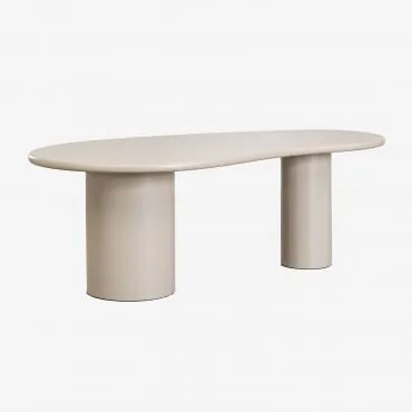 Oval Dining Table In Mdf (220x115 Cm) Billie Tapioca Bege - Sklum