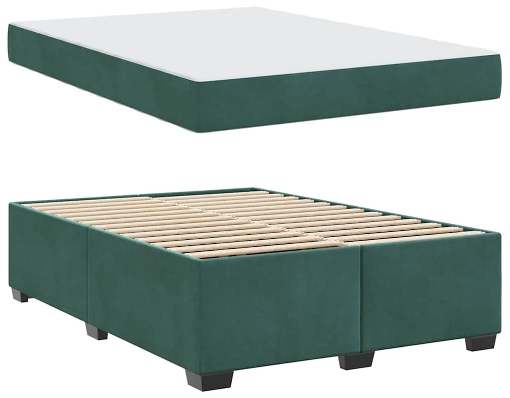 Estrutura de cama com colchão Verde-escuro 160 x 200 cm Veludo