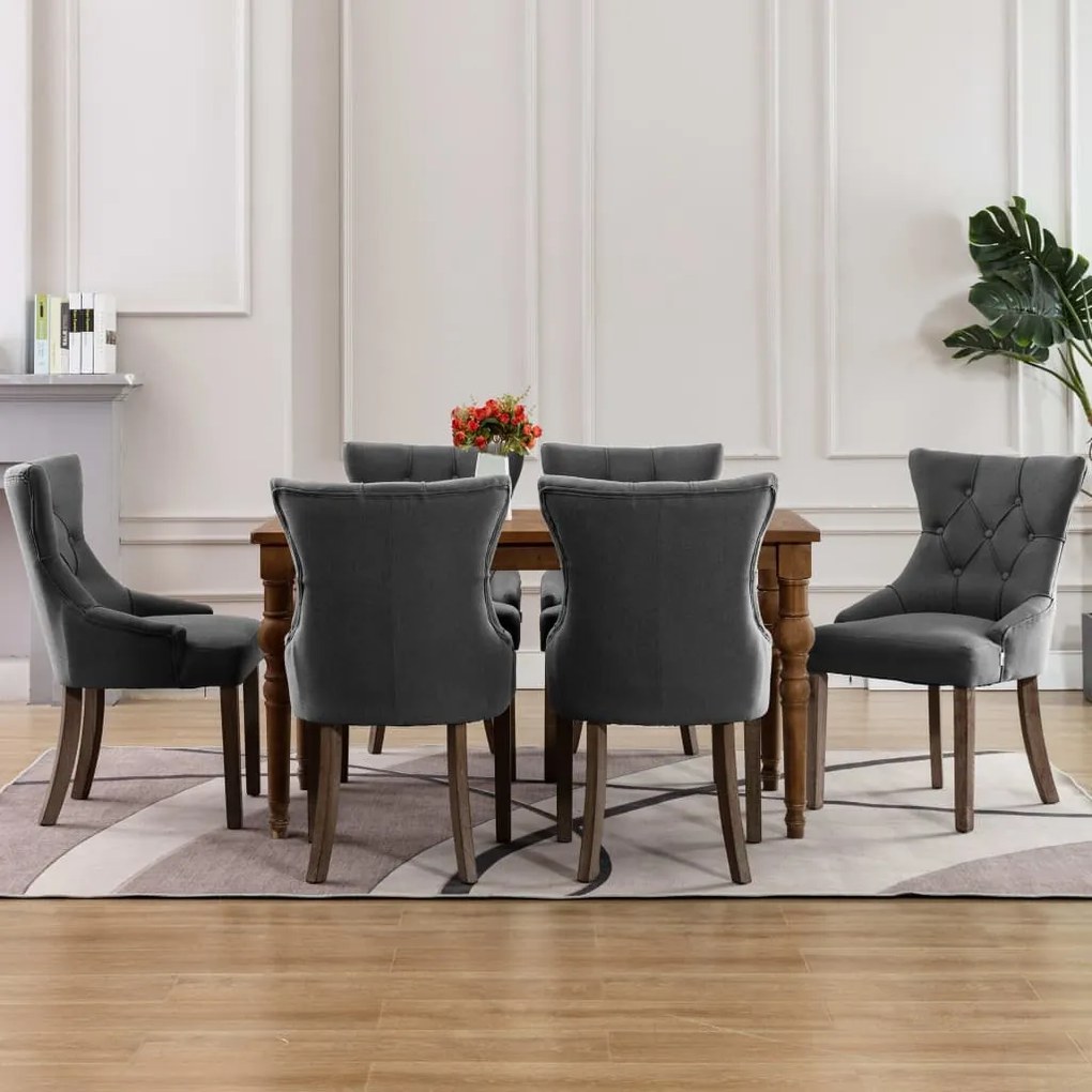 vidaXL Cadeiras de jantar 6 pcs tecido cinzento