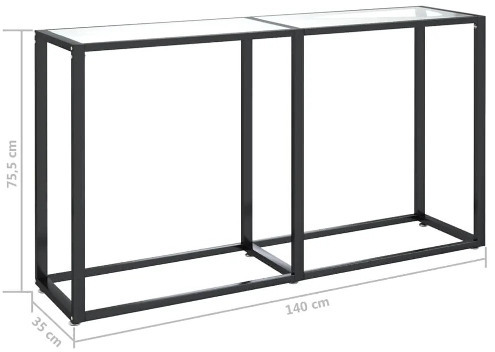 Mesa consola 140x35x75,5 cm vidro temperado transparente