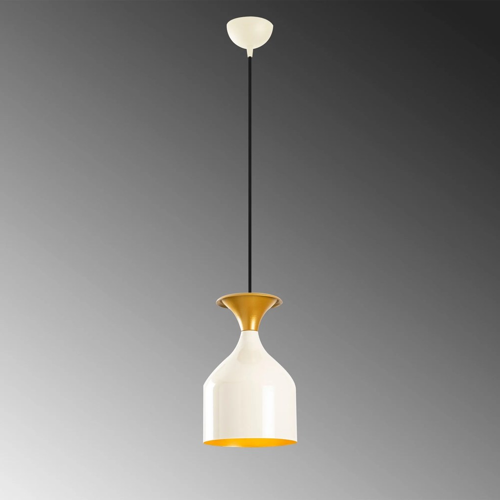 Candeeiro de Teto Sivani – Branco e Dourado – Diâmetro 17 cm, Altura 1