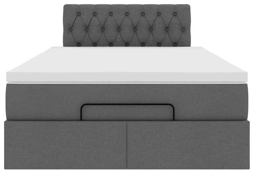 Cama otomana com colchão&LEDs 120x200 cm tecido cinzento escuro