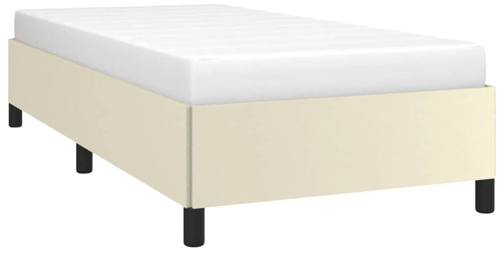 Estrutura de cama 90x190 cm couro artificial cor creme