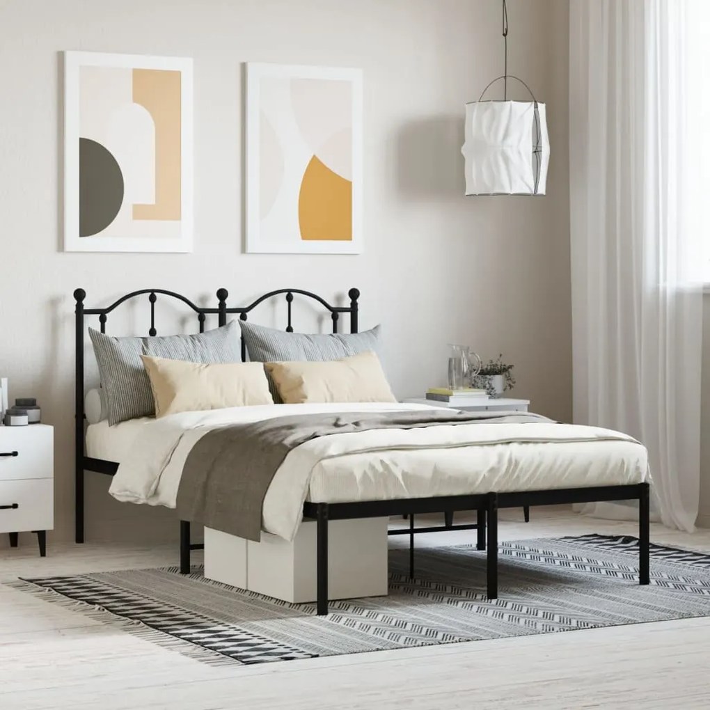 vidaXL Estrutura de cama com cabeceira 120x200 cm metal preto