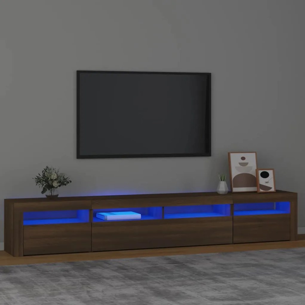 vidaXL Móvel de TV com luzes LED 240x35x40 cm cor carvalho castanho