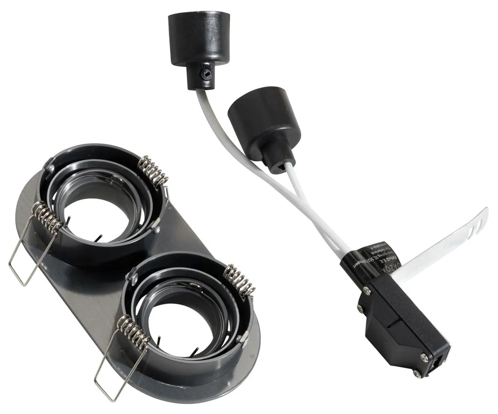 Foco embutido arredondado Cinza-escuro GU10 35mm Inclinável 2 Luzes - Installa